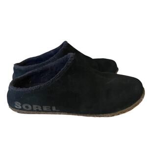 Sorel Youth 3 Lanner Ridge II Suede Slippers Leather Slip On Kids Shoes Black